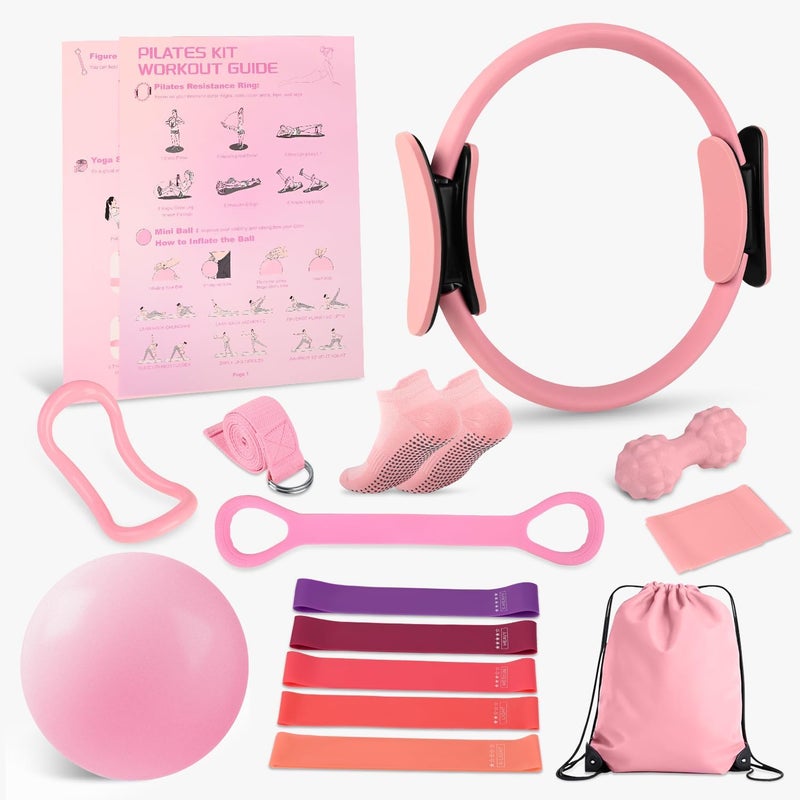 NITMTYOU Home Pilates Essentials Kit for Women - Complete Set with 9" Yoga Ball, Figure 8 Resistance Band, Pilates Bands, Accessories, and Pilates Ring - Perfect for Beginners Home Workouts - Image 1